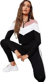 img 2 attached to 👚 SweatyRocks Women's 2-Piece Crop Sweatshirt and Long Pants Tracksuit Set - Stylish Sportswear