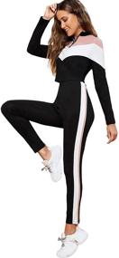 img 1 attached to 👚 SweatyRocks Women's 2-Piece Crop Sweatshirt and Long Pants Tracksuit Set - Stylish Sportswear