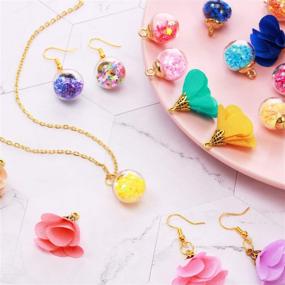 img 1 attached to 🌈 70 Colorful Crystal Glass Ball Charms Set with Glitter Stars, Fabric Flower Pendants, and Metal Caps - Ideal for DIY Craft Earrings and Jewelry Making