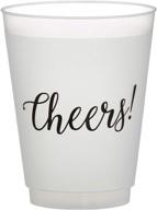 🥂 sb design studio d2205 sips drinkware - 16oz frosted plastic cups, pack of 8 - cheers! logo