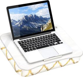 img 3 attached to 👩 LapGear Designer Lap Desk - Gold Quatrefoil - Fits up to 15.6 Inch Laptops - Style No. 45416, Medium - Fits up to 15.6" Laptops - Including Phone Holder and Device Ledge