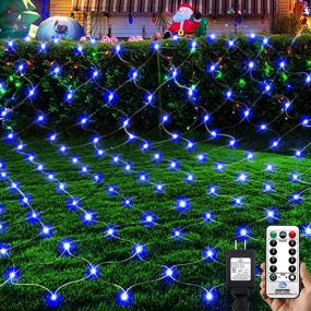 img 4 attached to 🎄 9.8ft x 6.6ft Blue Christmas Net Lights: 200 LED Mesh String Lights for Garden, Wedding, Xmas Tree - 8 Modes, Remote Control