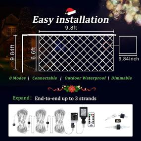 img 1 attached to 🎄 9.8ft x 6.6ft Blue Christmas Net Lights: 200 LED Mesh String Lights for Garden, Wedding, Xmas Tree - 8 Modes, Remote Control