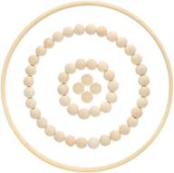 🌸 12 inch bamboo floral hoop ring macrame craft hoop with 50 pieces unfinished split wood balls - perfect for diy wooden wreath craft decors logo