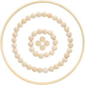 img 4 attached to 🌸 12 Inch Bamboo Floral Hoop Ring Macrame Craft Hoop with 50 Pieces Unfinished Split Wood Balls - Perfect for DIY Wooden Wreath Craft Decors