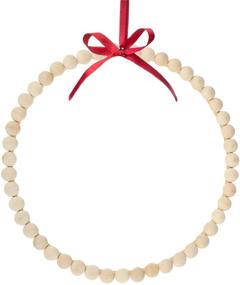 img 3 attached to 🌸 12 Inch Bamboo Floral Hoop Ring Macrame Craft Hoop with 50 Pieces Unfinished Split Wood Balls - Perfect for DIY Wooden Wreath Craft Decors