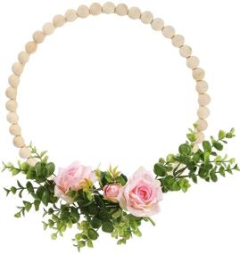 img 2 attached to 🌸 12 Inch Bamboo Floral Hoop Ring Macrame Craft Hoop with 50 Pieces Unfinished Split Wood Balls - Perfect for DIY Wooden Wreath Craft Decors