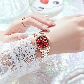 img 2 attached to 🌹 OLEVS Rose Gold Ceramic Ladies Watch - Elegant Self Winding Diamond Woman's Watch with Waterproof Stainless Steel Strap, Double Calendar, Luminous Dial, Mechanical Movements - Perfect Gift for Mother, Lady, Dress Watch