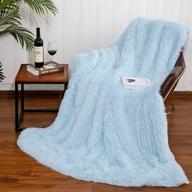🛋️ zareas soft fluffy faux fur throw blanket, decorative plush fuzzy throw 50"x60", warm lightweight furry cozy shaggy fleece blanket for couch bed sofa chair, travel camping home decor gift - ice blue logo