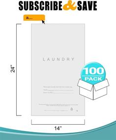 img 3 attached to 🧺 APQ Pack of 100 Tear Strip Laundry Bags 14 x 24. Ultra Thin Design 1.25 Mil. Hospitality Plastic Bags with Drawstring Closure and Write-on Indicator Strips. Hotel Biodegradable Bags with Drawtape.