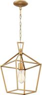 1-light gold lantern pendant light with brushed brass finish - farmhouse foyer cage pendant lighting fixture for kitchen island and entryway логотип