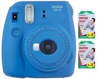 fujifilm instax mini 9 instant camera (cobalt blue) with 2 x instant twin film pack (40 exposures) logo