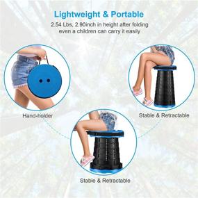 img 1 attached to 🪑 Portable Telescoping Stool, Collapsible Folding Seat for Camping, BBQ, Fishing, Hiking, Garden - 330 lb Load Capacity