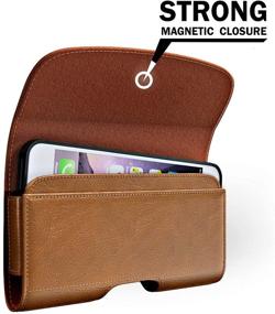 img 2 attached to 📱 PiTau Belt Holster for iPhone SE 8 7 6s 6, Premium Holster Case with Belt Clip Loops Belt Holder Pouch, Compatible with Otterbox Case, Built-in Card Holder, Brown