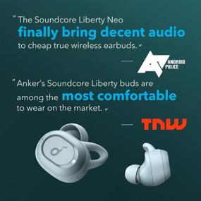 img 3 attached to 🎧 Усовершенствованные наушники Anker Soundcore Liberty Neo True Wireless, мощные басы, водонепроницаемость IPX7, надежное крепление, беспроводные наушники Bluetooth 5, чистый звонок, шумоизоляция, мгновенная пара, спорт, тренировки (серые)