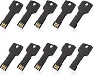 🖥️ raoyi 10pcs 2g usb flash drive: sleek metal key design - black usb 2.0 pen drive bundle logo