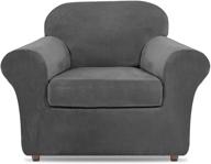 🪑 northern brothers dark grey velvet 2 piece chair covers: stretchy armchair slipcovers for living room furniture protection & elegance logo