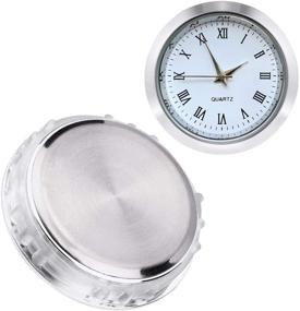 img 1 attached to ⏱️ Small Quartz Mini Clock Insert - 1 7/16 inch (37 mm) Round White Face, Silver Tone Bezel, Roman Numerals - Perfect Fit for 35 mm Diameter Hole