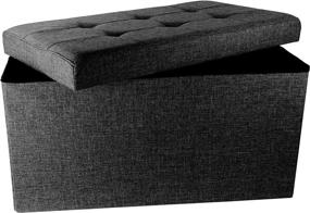 img 3 attached to 🪑 Red Co. Upholstered Folding Storage Ottoman with Padded Seat - 30x16x16 - Asphalt Black: Stylish and Convenient Storage Solution