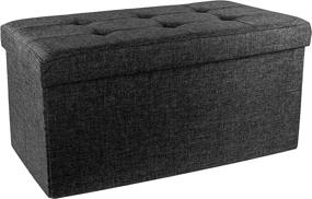 img 2 attached to 🪑 Red Co. Upholstered Folding Storage Ottoman with Padded Seat - 30x16x16 - Asphalt Black: Stylish and Convenient Storage Solution