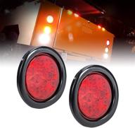 dot certified 4-inch round red led trailer tail lights with grommet, plug, and ip67 waterproof rating - ideal turn, stop, and brake lights for rv trucks logo