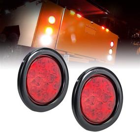 img 4 attached to DOT Certified 4-Inch Round Red LED Trailer Tail Lights with Grommet, Plug, and IP67 Waterproof Rating - Ideal Turn, Stop, and Brake Lights for RV Trucks