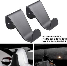 img 4 attached to 🧥 TAPTES 2 пакета алюминиевых крючков для пальто на спинку сиденья для Tesla Model S Model X 2016-2018 - Удобный держатель сумок на подголовнике и вешалка для одежды разработана для Tesla Model S Model X