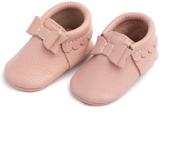 👶 freshly picked soft sole leather bow moccasins - cute baby girl shoes in sizes 1-5 - choose from multiple color options logo