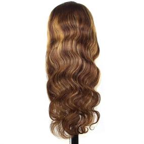 img 3 attached to 💇 14 inch Brazilian Ombre Blonde Lace Front Wig Human Hair Body Wave for Black Women - Pre Plucked 150 Density Highlight Color 4/27 13x1 Lace Frontal Wig