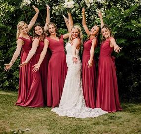 img 2 attached to 👗 Chiffon Pleated Bridesmaid Dresses in Wisteria: Stylish Women's Clothing