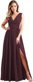 img 4 attached to 👗 Chiffon Pleated Bridesmaid Dresses in Wisteria: Stylish Women's Clothing