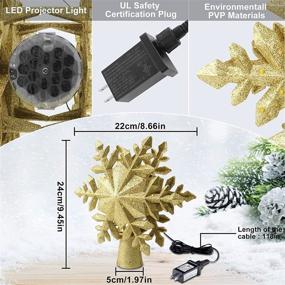 img 2 attached to 🌟 Gold Snowflake Christmas Tree Topper, 9.5 Inch Lighted with Rotating LED Snowflake Projector Glitter Lights - Perfect Christmas Tree Decoration