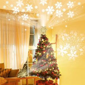 img 3 attached to 🌟 Gold Snowflake Christmas Tree Topper, 9.5 Inch Lighted with Rotating LED Snowflake Projector Glitter Lights - Perfect Christmas Tree Decoration