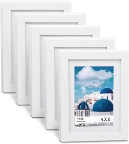 img 4 attached to 🖼️ Large Wall Hanging Photo Frames - CAVEPOP 5x7 White Picture Frame Set of 5 with Mat, Display 4x6 or 5x7 Photos, Collage Picture Frame Sets