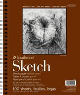 📒 strathmore 455-3, 400 series sketch pad, 9x12 inches, wire bound, 100 sheets, white logo