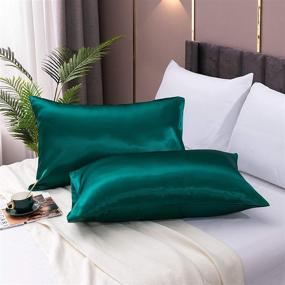 img 1 attached to 🌿 GLETU Satin Pillowcases Sets for Hair and Skin, Queen Size 4-Pack - Silky, Comfortable, Cooling Satin Pillowcase Cover Set with Envelope Closure (Forest Green, 20x30 Inch)