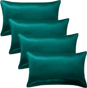 img 4 attached to 🌿 GLETU Satin Pillowcases Sets for Hair and Skin, Queen Size 4-Pack - Silky, Comfortable, Cooling Satin Pillowcase Cover Set with Envelope Closure (Forest Green, 20x30 Inch)