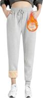 👖 tameya women's sherpa lined sweatpants: cozy comfy fleece joggers logo