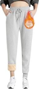 img 4 attached to 👖 TAMEYA Women's Sherpa Lined Sweatpants: Cozy Comfy Fleece Joggers