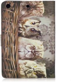 img 2 attached to 🐱 Durable Synthetic Leather Flip Case for iPad Mini 2/3 - Card Slots, Cash Holder, Shock-Absorption - A Bunch of Cats