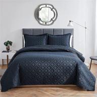🛏️ eheyciga navy blue queen quilt set - lightweight reversible bedspread, 3-piece coverlet with 2 pillow shams, machine washable comforter bedding cover sets (90x96 inch) logo