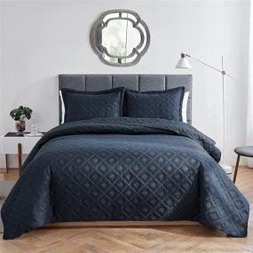 img 4 attached to 🛏️ EHEYCIGA Navy Blue Queen Quilt Set - Lightweight Reversible Bedspread, 3-Piece Coverlet with 2 Pillow Shams, Machine Washable Comforter Bedding Cover Sets (90x96 Inch)
