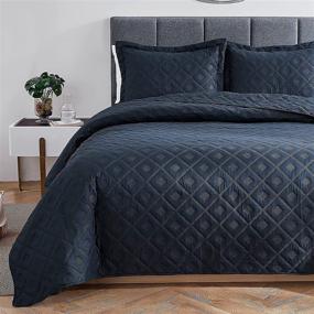 img 3 attached to 🛏️ EHEYCIGA Navy Blue Queen Quilt Set - Lightweight Reversible Bedspread, 3-Piece Coverlet with 2 Pillow Shams, Machine Washable Comforter Bedding Cover Sets (90x96 Inch)