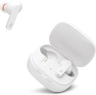 white jbl live pro+ tws true wireless in-ear headphones with noise cancelling, 28h battery, wireless charging, voice assistants and microphones logo