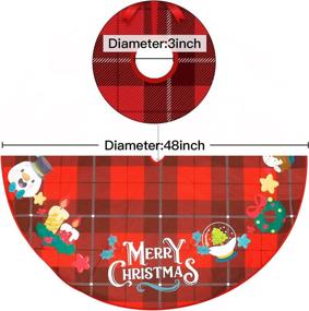 img 2 attached to 🎄 48-inch Red Christmas Tree Skirt with Cartoon Pictures - Rustic Holiday Tarty Tree Collar Mat Plush Decoration (Snowman Cartoon)