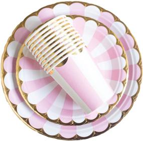 img 4 attached to 90-Piece Pink and Gold Foil Party Supplies Set - Serves 30 Guests - Disposable Dinner and Dessert Paper Plates, 9oz Cups - Ideal for Baby Girl Boy Shower, Gender Reveal, Bridal Shower, Birthday, Wedding Party - Elegant Decorations