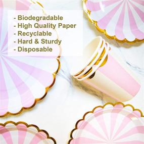 img 2 attached to 90-Piece Pink and Gold Foil Party Supplies Set - Serves 30 Guests - Disposable Dinner and Dessert Paper Plates, 9oz Cups - Ideal for Baby Girl Boy Shower, Gender Reveal, Bridal Shower, Birthday, Wedding Party - Elegant Decorations