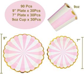 img 3 attached to 90-Piece Pink and Gold Foil Party Supplies Set - Serves 30 Guests - Disposable Dinner and Dessert Paper Plates, 9oz Cups - Ideal for Baby Girl Boy Shower, Gender Reveal, Bridal Shower, Birthday, Wedding Party - Elegant Decorations