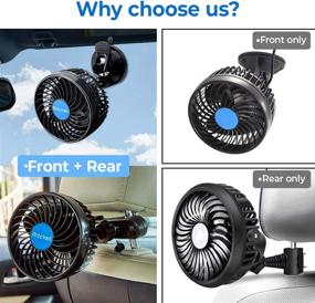 img 4 attached to Joytutus Car Fan: Dual Purpose Front Window & Rear Seat, 360° Coverage, Adjustable Airflow & Silent 12V Fan – Ideal for Car/SUV/RV/Truck/Boat Use