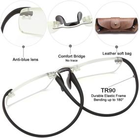 img 2 attached to 👓 Unisex Blue Light Blocking Rimless Reading Glasses +1.5 Strain Protection - Frameless Computer Gaming Glasses with Adjustable Strength